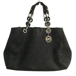 MICHAEL Michael Kors monogram black leather Cynthia tote handbag‎